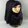 Moda de alta qualidade mulheres head wear impresso poliéster lace elegante muçulmano hijab senhora estilo árabe hijab atacado hijab preto